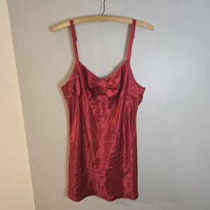 VintageVictoria Secret Angels Red Satin Chemise Slip Dress Bow Front Top Medium